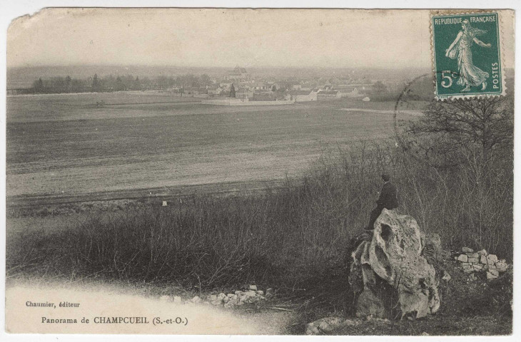 CHAMPCUEIL. - Panorama de Champcueil, Chaumier, 1910, 7 mots, 5 c, ad. 