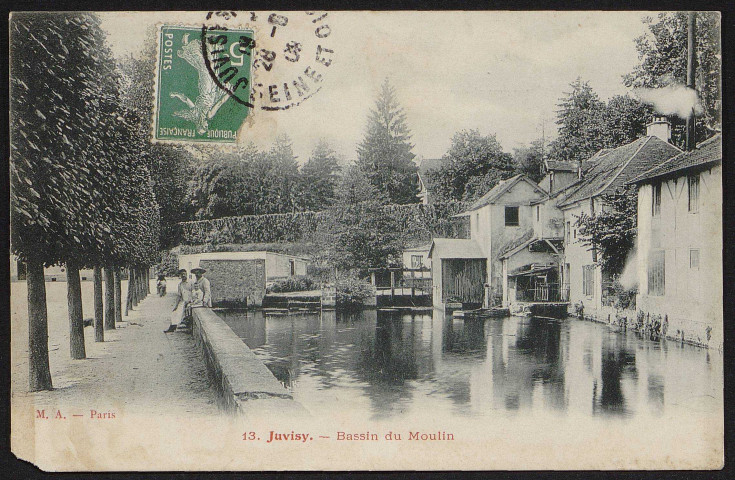 JUVISY-SUR-ORGE.- Le bassin du moulin (28 juin 1908).