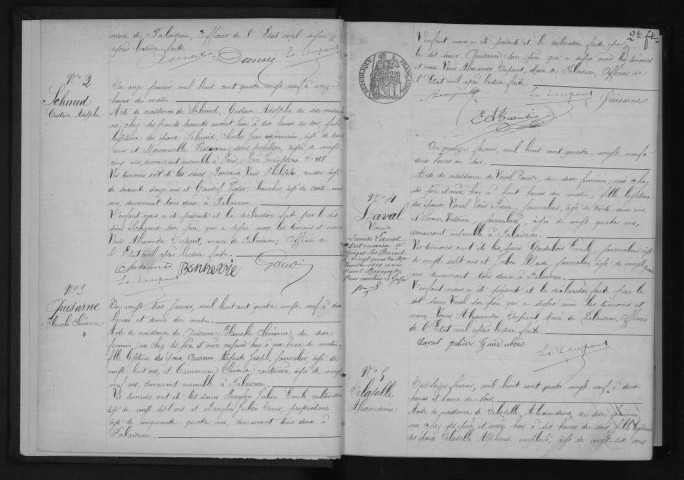 PALAISEAU. Naissances, mariages, décès : registre d'état civil (1889-1892). 