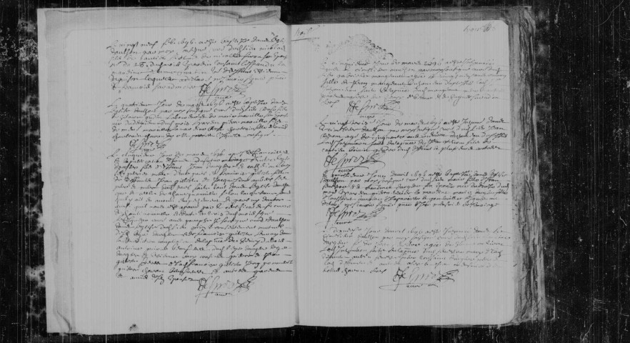 AUTHON-LA-PLAINE. Paroisse Saint-Aubin. - Baptêmes, mariages, sépultures : registre paroissial (1696-1722) [lacunes : B.M.S. 1717]. 