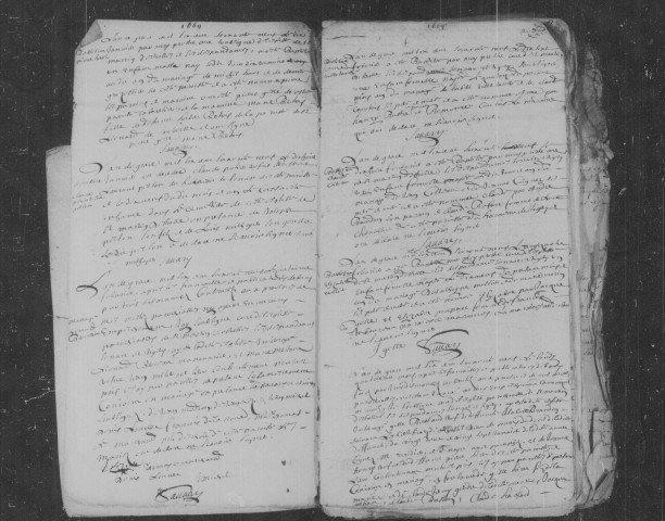 ETIOLLES. Paroisse Saint-Martin : Baptêmes, mariages, sépultures : registre paroissial (1668-1744). [Lacunes : B.M.S. (1674-1691, 1716-1727, 1731-1734, 1736, 1744). Nota bene : S. (1736), 3 actes de janvier seulement]. 