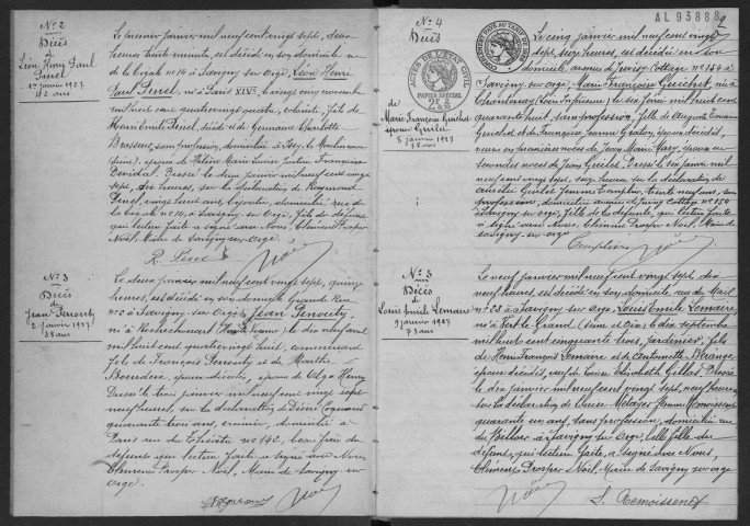 SAVIGNY-SUR-ORGE. - Décès : registre d'état civil.