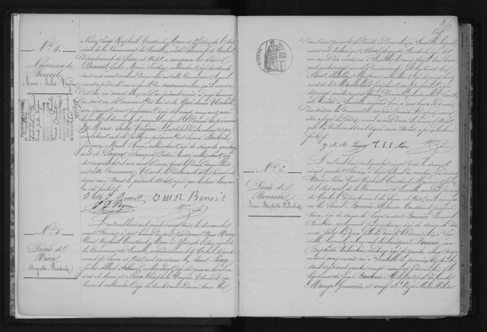 LEUVILLE-SUR-ORGE. Naissances, mariages, décès : registre d'état civil (1883-1896). 
