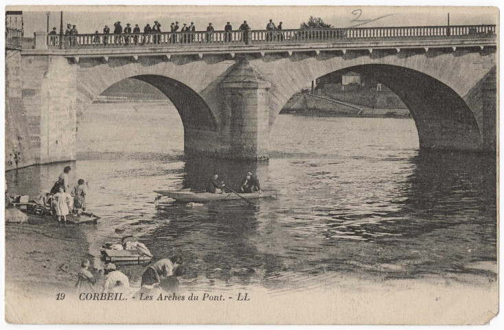 CORBEIL-ESSONNES. - Les arches du pont, LL, 1903, 5 mots, 10 c, ad. 
