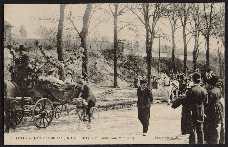 Linas.- Fête des muses (16 avril 1911). En route pour Montlhéry. 