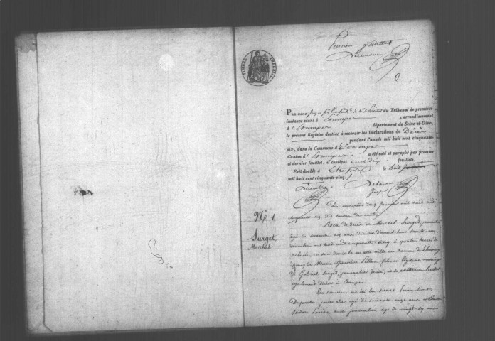 ETAMPES. Décès : registre d'état civil (1856). 