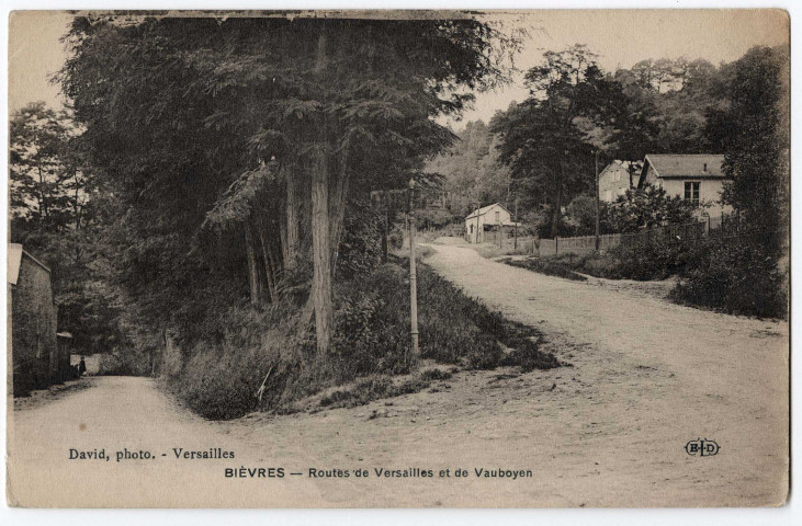 BIEVRES. - Routes de Versailles et de Vauboyen, ELD, sépia. 