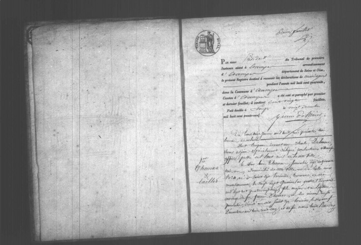 ETAMPES. Mariages : registre d'état civil (1840). 