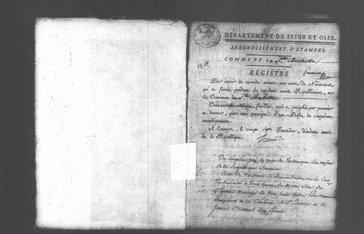 SAINT-ESCOBILLE. Naissances, mariages, décès : registre d'état civil (an XI-1812). 