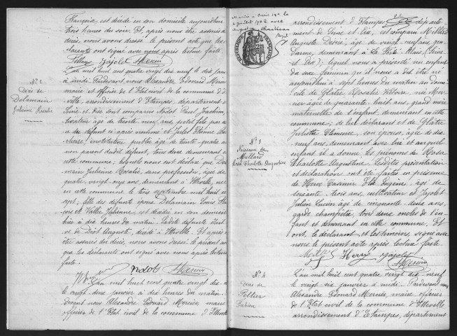 ITTEVILLE.- Naissances, mariages, décès : registre d'état civil (1899-1905). 