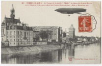 CORBEIL-ESSONNES. - Le passage du dirigeable Patrie au-dessus des grands moulins et de l'hôtel de ville, pour le raid de Chalais-Fontainebleau, 9 novembre 1907, Paul Allorge, 1908, 5 lignes, 10 c, ad. 