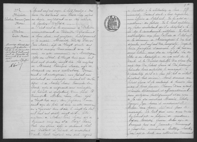 PALAISEAU. - Mariages : registre d'état civil.