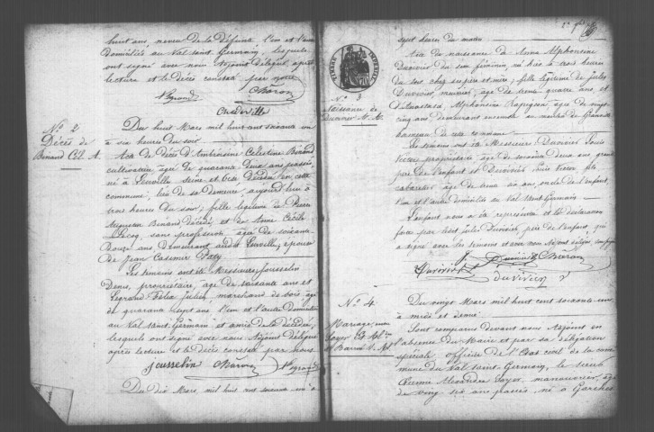 VAL-SAINT-GERMAIN (LE). Naissances, mariages, décès : registre d'état civil (1861-1874). [N.M.D. (1771) : le début de l'année commence sur les quatre feuillets insérés à la fin du cahier de 1770]. 