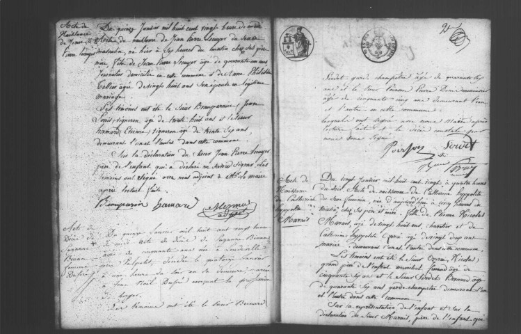 EVRY. Naissances, mariages, décès : registre d'état civil (1820-1833). 