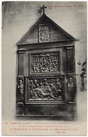 ETAMPES. - Retable en bois sculpté. Edition Seine-et-Oise artistique et pittoresque, Collection Paul Allorge. 