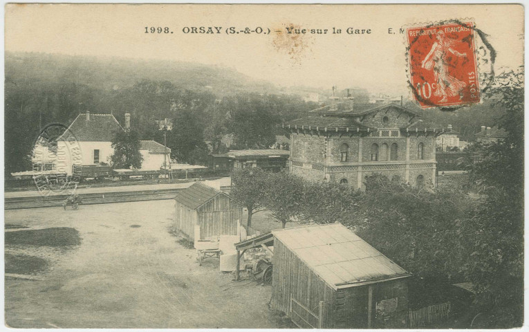ORSAY. - Vue sur la gare. Edition EM, 1914, 1 timbre à 10 centimes. 
