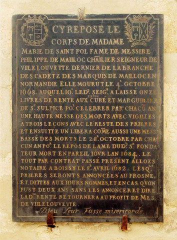 dalle funéraire : Marie de Saint-Pol