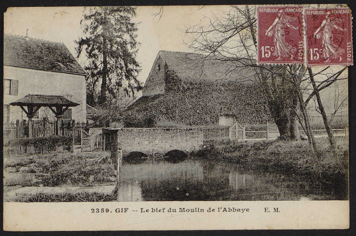 GIF-SUR-YVETTE.- Le bief du moulin de l'abbaye, 1937. 