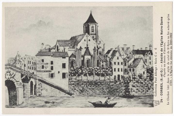 CORBEIL-ESSONNES. - Corbeil - Abside de l'église Notre-Dame, d'après un dessin d'Atoche. Editeur Seine-et-Oise artistique et pittoresque, collection Paul Allorge, (d'après dessin d'Atoche). 