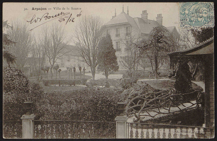 Arpajon.- Villa de la source (maison bourgeoise) (25 décembre 1906). 