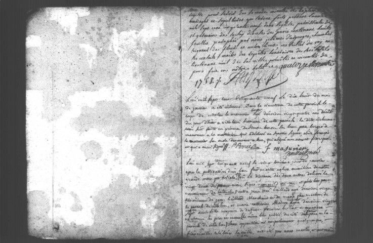 SACLAY. Paroisse Saint-Germain de Paris : Baptêmes, mariages, sépultures : registre paroissial (1749-1759). [Lacunes : B.M.S. (1747-1748)]. 