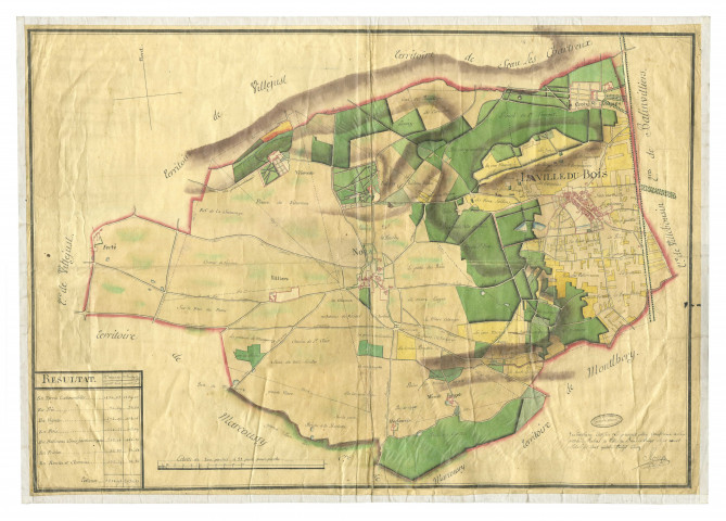 VILLE-DU-BOIS (LA) et NOZAY. - Plans d'intendance. Plan dressé par ROY le jeune, Ech. 1/200 perches, Dim. 85 x 60 cm. 
