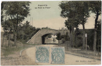 ANGERVILLE. - Le pont la Fleur, Roullier, 7 lignes, 10 c, ad., coloriée. 