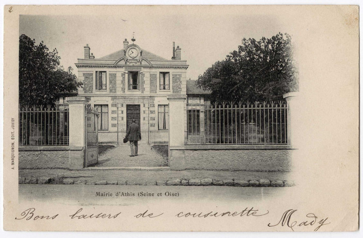 ATHIS-MONS. - Mairie d'Athis, Marquignon, 4 mots, 5 c, ad. 