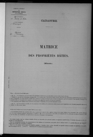 BOURAY-SUR-JUINE. - Matrice des propriétés bâties [cadastre rénové en 1947]. 
