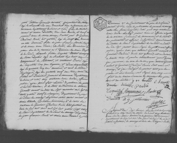 MONTCEAUX. - Naissances, mariages, décès : registre d'état civil (1800-1809). 