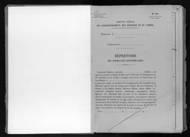 Conservation des hypothèques de CORBEIL. - Répertoire des formalités hypothécaires, volume n° 655 : A-Z (registre ouvert vers 1947). 