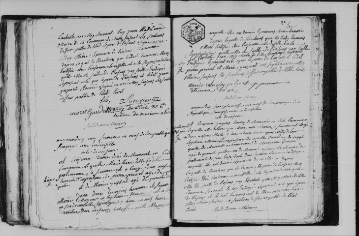 BUNO-BONNEVAUX. Naissances, mariages, décès : registre d'état civil (1808-1834). 