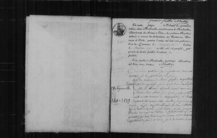 CHATIGNONVILLE. Naissances, mariages, décès : registre d'état civil (1814-1839). 