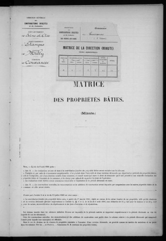 COURANCES. - Matrice des propriétés bâties [cadastre rénové en 1934]. 