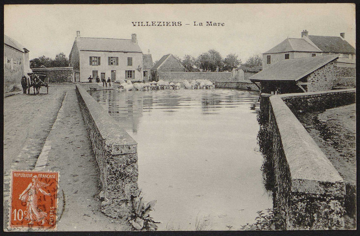 SAINT-JEAN-DE-BEAUREGARD.- Villeziers : La mare (15 septembre 1919).