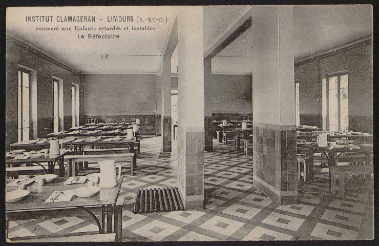 LIMOURS.- Institut Clamageran, consacré aux enfants retardés et instables : le réfectoire (1920-1930]. 