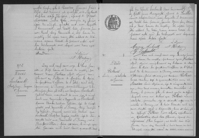 PUSSAY. - Naissances, mariages, décès : registre d'état civil.