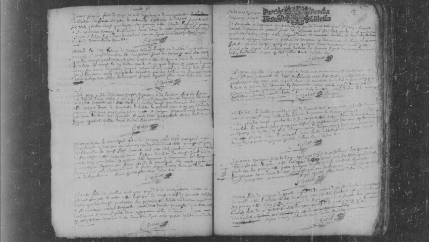 LEUVILLE-SUR-ORGE. Paroisse Saint-Jean-Baptiste : Baptêmes, mariages, sépultures : registre paroissial (1694-1739). [Lacunes : B.M.S. (1718-1736)]. 