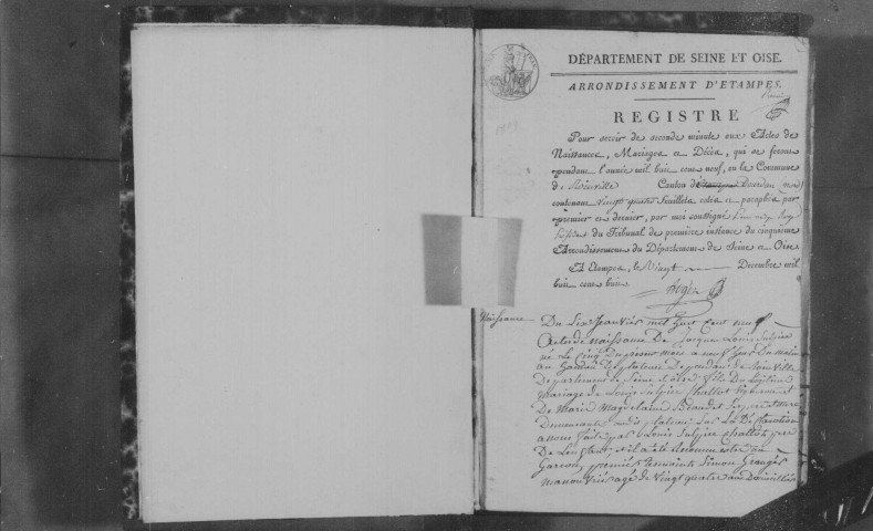 ROINVILLE-SOUS-DOURDAN. Naissances, mariages, décès : registre d'état civil (1809-1817). 