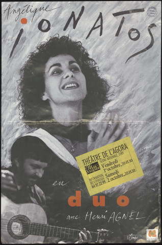 EVRY. - Angélique Ionatos en duo avec Henri Aguel, Théâtre de l'Agora, [1er octobre-2 octobre 1993]. 