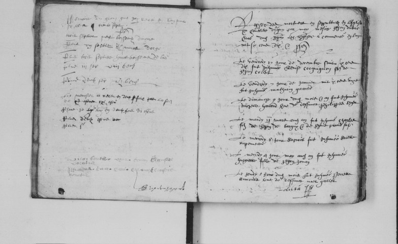 IGNY. Paroisse Saint-Pierre : Mariages, sépultures : registre paroissial (1610-1648). [Lacunes : mariages (1610-1618). Nota bene : 5 feuillets de compte du curé]. 