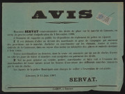 LIMOURS-EN-HUREPOIX. - Avis portant sur les droits de place sur le marché de Limours, 15 juin 1907. 