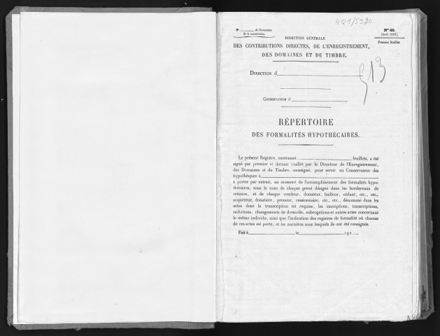 Conservation des hypothèques de CORBEIL. - Répertoire des formalités hypothécaires, volume n° 513 : A-Z (registre ouvert vers 1920). 