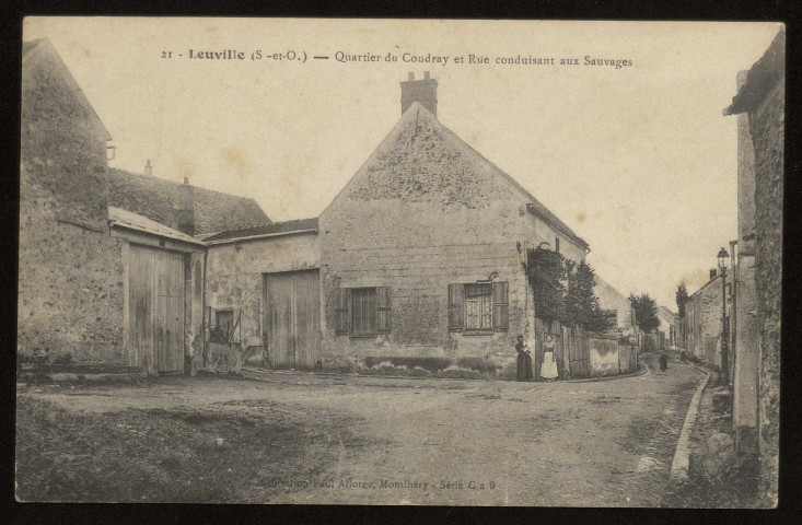 LEUVILLE-SUR-ORGE. - Quartier du Coudray et rue conduisant aux Sauvages. Collection paul Allorge, Montlhéry. 