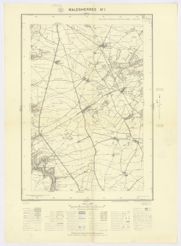 MALESHERBES n° 1. - Liaison ETAMPES - LA FERTE SAINT-AUBIN par la RN 721, Ministère des Travaux Publics, Institut géographique national, 1951. Ech. 1/20 000. Coul. Dim. 0,72 x 0,51. 