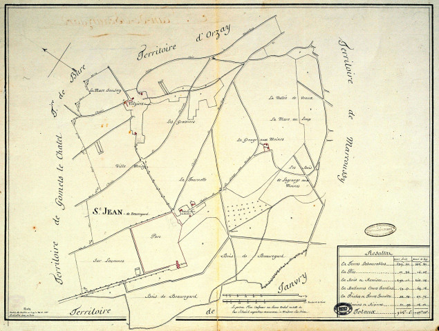 SAINT-JEAN-DE-BEAUREGARD. - Plans d'intendance. Plan noir et blanc, dressé par SCHMID, Ech. 1/100 perches, Dim. 55 x 45 cm, [fin XVIIIe siècle]. 