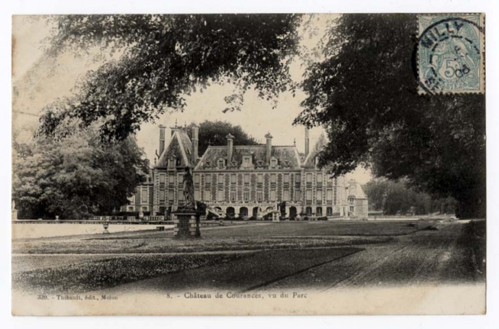 COURANCES. - Château de Courances, vu du Parc, Thibault, 1906, 1 mot, 5 c, ad. 