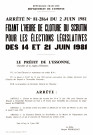 Essonne [préfecture]. - Arrêté n°81-2864 du 2 juin 1981 fixant l'heure de clôture du scrutin pour les élections législatives des 14 et 21 juin 1981.