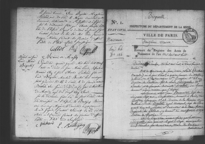 MASSY. Naissances, mariages, décès : registre d'état civil (1809-1815). 
