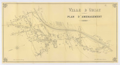 Plan d'aménagement d'ORSAY dressé par Moïse THOMAS, géomètre, [s. d.]. Ech. 1/1 000. N et B. Dim. 0,83 x 1,54. 